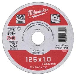 Диск відрізний для металу MILWAUKEE, SCS 41/125х1, діаметр 125мм