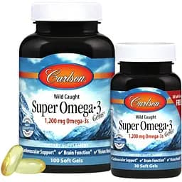Супер Омега-3 Carlson Super Omega-3, 1200 мг 100+30 желатинових капсул