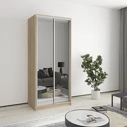 Шафа-купе дводверна MebelStar Стандарт AL 2 Дзеркала 90x60x210 см Дуб сонома (MBS-2530)