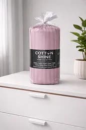 Простирадло на резинці 180х220 см з двома наволочками 50х70 см страйп сатин фіолетовий TC303376231