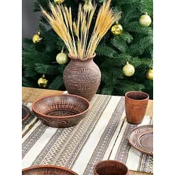 Комплект Рождественский льняной с украинским орнаментом Рандеву-2 Ранер 140х30 см + салфетки 30х40 см 3 шт.