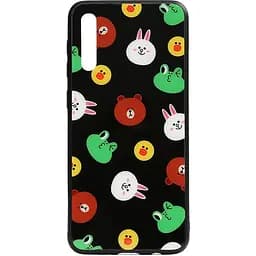 Чохол-накладка Toto Cartoon Print Glass Case Samsung Galaxy A70 Line friends Black