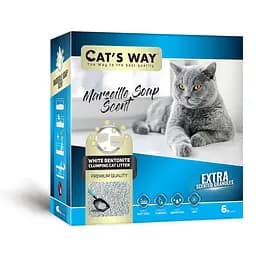 Белый бентонитовый наполнитель с ароматом марсельского мыла Cat's Way 6 л