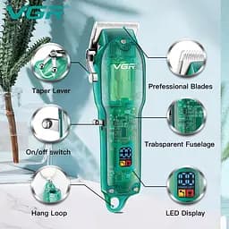 Професійна машинка для стрижки VGR Professional Clipper Transparent Green V-660 - мініатюра 7