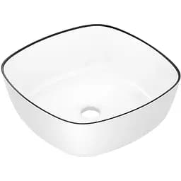 Умивальник накладний Imprese Black Edge 41,5x41,5x14,5 см білий/чорний i11096, Білий