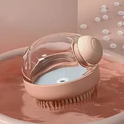 Щітка для миття тварин з дозатором Semi Cleaning Device Pink силіконова масажна - мініатюра 7
