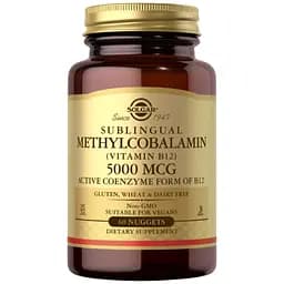Витамины Solgar Methylcobalamin Vitamin B12, 5000 мкг 60 таблеток