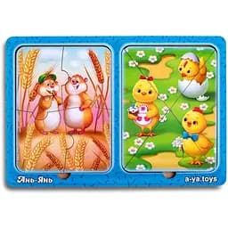 Деревянный пазл-вкладыш Хомяки и цыплята Ubumblebees (ПСД183) PSD183 в рамке