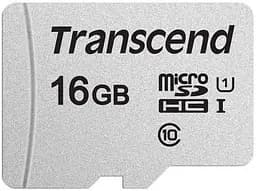 Карта пам'яті microSD 16GB C10 UHS-I R95/W10MB/s + SD Transcend teh0018846