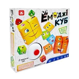 Сімейна настільна гра "Емоджі куб" Bambi XS977-116E 16 кубиків, 48 карток