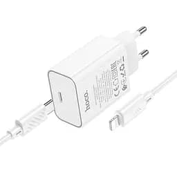 МЗП Hoco C143A Benefit PD20W (1USB-C) + кабель Type-C to Lightning White - мініатюра 2
