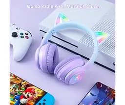 Навушники Onikuma Bluetooth з підсвіткою B90 Gaming CAT with LED фіолетові - мініатюра 8
