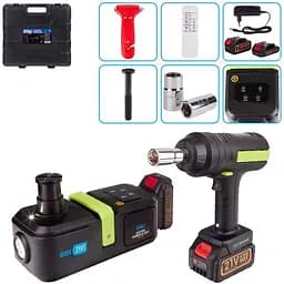 Набор 2в1 Vitol: домкрат электрогидравлический 2т, 155-450мм + гайковерт 420Nm с 2 аккумуляторами 21В(HF053)