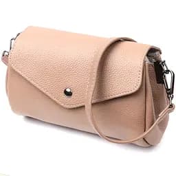 Компактна шкіряна сумка з трикутним клапаном Vintage 22256 бежева