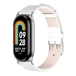 Шкіряний ремінець MiJobs для фітнес-браслета Xiaomi Mi Band 3 и 4 Type B білий, тримач - сріблястий - мініатюра 3