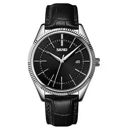 Мужские наручные часы Skmei 9298 (Серебристые с черным циферблатом)