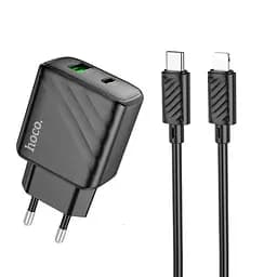 Мережевий зарядний пристрій Hoco CS23A Sunlight dual-port PD30W+QC3.0 charger set(C to iP) чорний - мініатюра 3