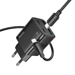 МЗП Hoco N55 Fundador PD20W four-port (2USB-A/2C) + кабель Type-C to Lightning Black - мініатюра 4
