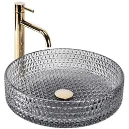 Умывальник Rea Cristal Grey накладной REA-U0277, Прозрачный