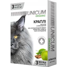 Краплі Unicum Organic від бліх та кліщів для котів 3 шт. (UN-025) - мініатюра 2