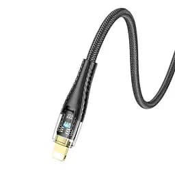 Кабель PD Hoco U121 золотистый standard Transparent Discovery Edition iP 1,2 м черный