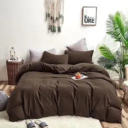 Простынь на резинке 200х220 см цвет Коричневый 355194