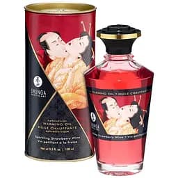 Разогревающее масло Shunga Aphrodisiac Warming Oil Sparkling Strawberry Wine без сахара 100 мл
