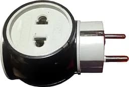 Тройник переходник (мультиевро универсальный) ЧЕРНЫЙ КАУЧУК 16А (латунь) (высокое качество) Lumano