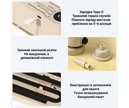 Вакуумний пакувальник для продуктів + насос для накачування, акумуляторний, бежевий - мініатюра 4