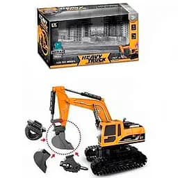 Екскаватор MHZ на радіокеруванні 3 в 1 акумумулятор рухливий ковш USB світло Коричневий