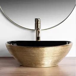 Умивальник Rea Sofia brushed gold black накладний REA-U3310, Золотий - мініатюра 3