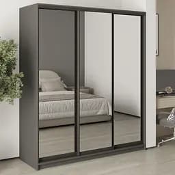 Шкаф-купе трехдверный MebelStar Уни BG 3 Зеркала 180x45x210 см Антрацит (MBS-8149)