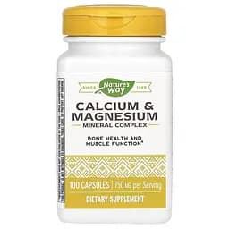 Кальцій та магній Nature's Way Calcium & Magnesium, 100 капсул для підтримки кісток, зубів