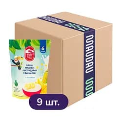 Уцінка. Упаковка молочної каші Biggi Diggi Рисово-кукурудзяна з бананом 200 г х 9 шт.