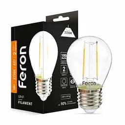 Світлодіодна лампа Feron Filament LB-61 2 Вт E27 2700K прозора