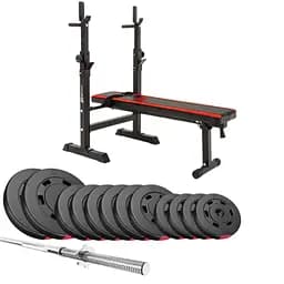 Набор Hop-Sport Premium со скамьей HS-1080 и штангой 69 кг