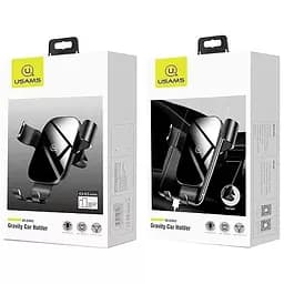 Тримач для мобільного Usams US-ZJ052 Gravity Car Holder Black (ZJ52ZJ01) (6958444982076) - мініатюра 4