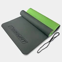 Коврик для йоги и фитнеса TPE+TC 6 мм двухслойный черный-зеленый EasyFit fit0025066