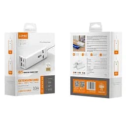 Мережевий зарядний пристрій подовжувач LDNIO SC1418 2 USB/2 Type-C QC PD 1 розетка 2m білий - мініатюра 6