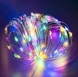 Світлодіодна гірлянда нитка крапля роси 20 м 200led батарейки RGB - мініатюра 4