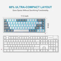 Ігрова механічна дротова клавіатура MageGee Sky68 / 60% /68 клавіш / Red Switch / White - мініатюра 6