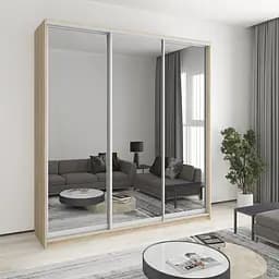 Шкаф-купе трехдверный MebelStar Стандарт AL 3 Зеркала 220x60x240 см Дуб сонома (MBS-1868)