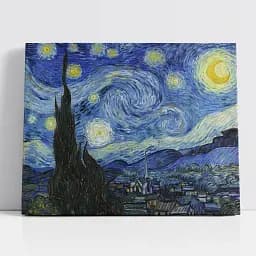 Інтер'єрна картина Зоряна ніч, Вінсент ван Гог, Vincent van Gogh, Starry Night, інтер'єрний декор, 60×75 см (id6353) - мініатюра 1