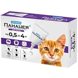 СУПЕРІУМ Панацея, протипаразитарні краплі на холку для котів, 0,5-4 кг