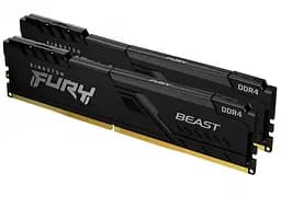 Память 32 ГБ x 2 (комплект 64 ГБ) DDR4, 3200 МГц, Kingston Fury Beast, черная, 16-18-18, 1,35 В, с радиатором (KF432C16BBK2/64)