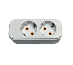 Колодка двойная 2 гнезда с заземлением (ABS-пластик) (конт.группа медь) MODERN LUMANO