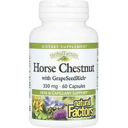 Кінський каштан з виноградними кісточками Natural Factors HerbalFactors Horse Chestnut with GrapeSeedRich 350 мг 60 капсул