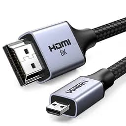 Кабель UGREEN Micro HDMI-HDMI 2.1 Aluminum Shell Braided 48Gbps Ultra High Speed 2 м Black (HD164)