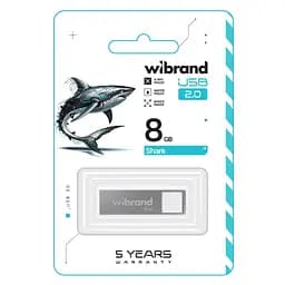 USB флеш накопичувач Wibrand 8GB Shark Silver USB 2.0 (WI2.0/SH8U4S) - мініатюра 2
