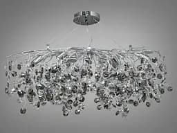 Овальна кришталева підвісна люстра у вітальню, 10 ламп, хром